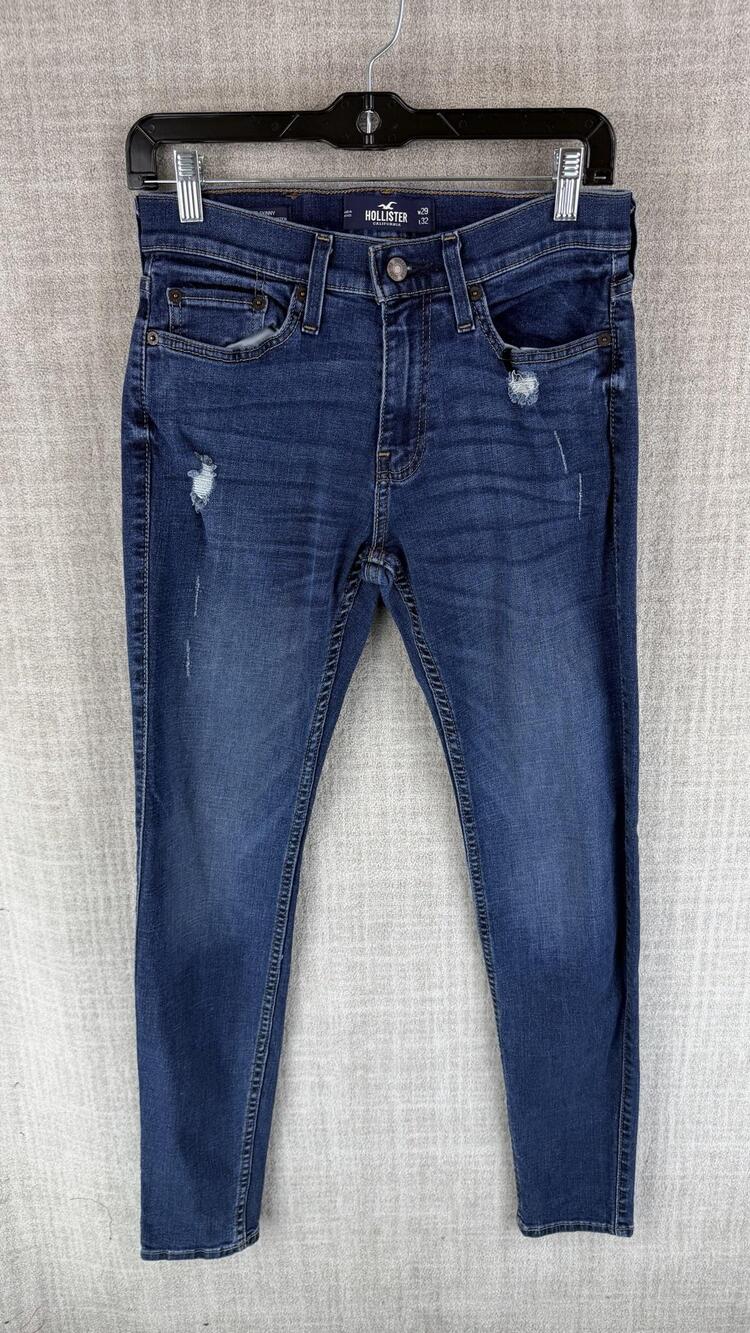Hollister Jeans Womens 29 Blue Medium Wash Super Skinny Distressed Stretch